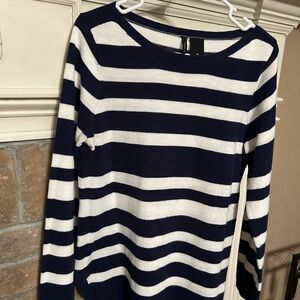 Navy and White Striped Crew Neck Sweater medium One Dirwction